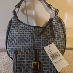 Nine & Company Blue and Brown Hobo Bag with Matching Wallet